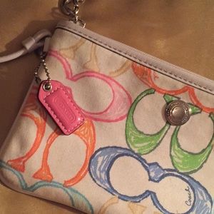 Crayon Colors Monogram COACH Wristlet